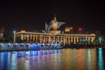 天津站夜景 海河夜景