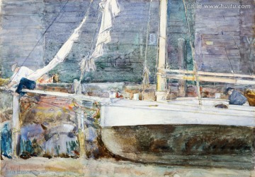 帆船 风景油画
