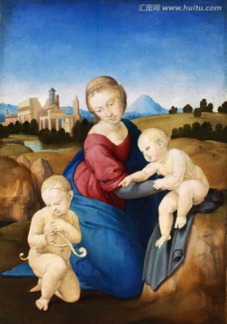 圣母子人物油画
