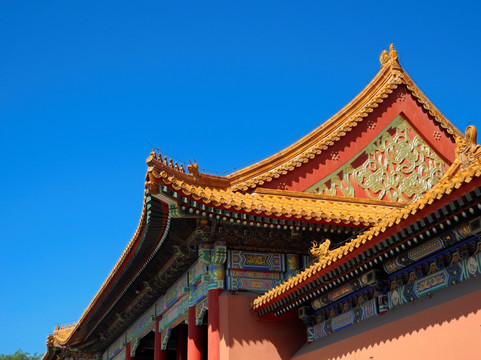 北京故宫贞度门单檐歇山顶建筑