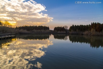 太湖湿地公园傍晚风光