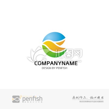 字母CY绿草蓝天飞鸟logo