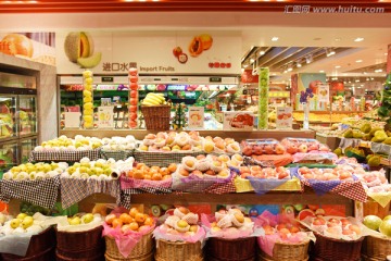 超市内景 进口水果区