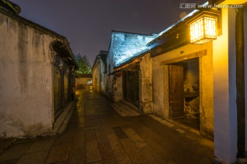 南浔古镇夜景 小巷