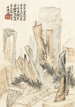 竖幅高清山水国画 画廊专供