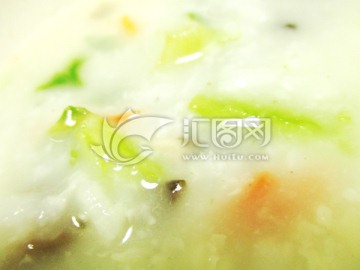 青菜木耳粥摄影实拍 鲜蔬粥