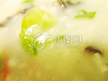 青菜粥 近拍 青菜木耳粥