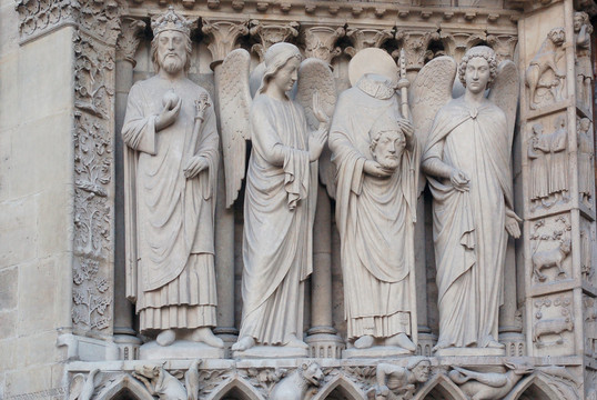 巴黎圣母院建筑雕塑艺术宗教塑像