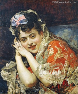 美女女性古典人物油画 画廊品质