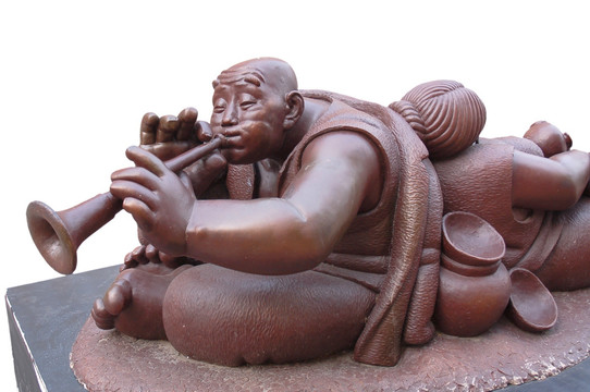 抗战题材雕塑北方乡村幸福一家人