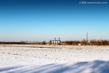 冬天 雪 原野 田野 冷色 冰