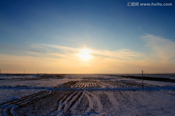 冬天 雪 原野 田野 冷色 冰