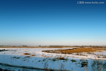 冬天 雪 原野 田野 冷色 冰