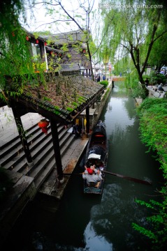 浙江绍兴沈园乌篷船码头