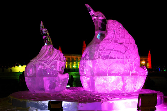 冰雕 雪雕 雕塑 天鹅
