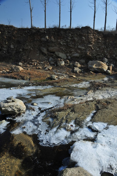 冬季河流  结冰