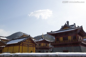 寺庙建筑 雪景风光