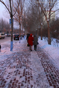 冬天 雪 人行道
