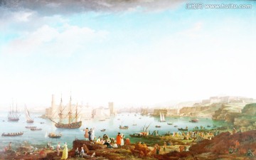 高清横幅古典风景油画 画廊品质