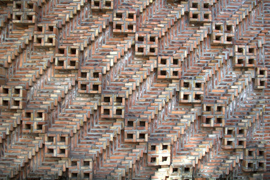 红砖厂立体砖结构装饰墙