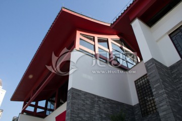 黑瓦红檐传统建筑广州琶洲水公园