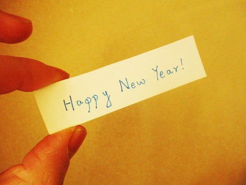 手持 新年祝福 英文 新年快乐