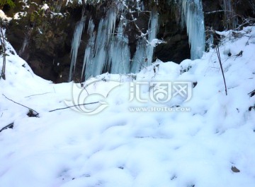 树枝积雪 山林雪景