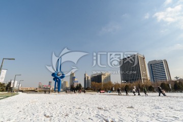 雪后泉城广场
