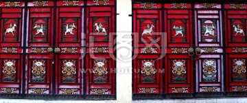 藏式建筑 门扇 雕塑 彩绘