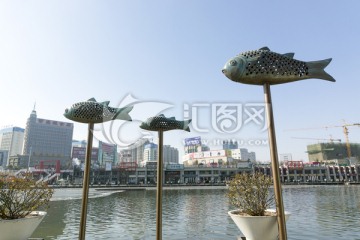 潍坊风光 鱼塑像