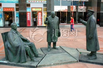 抗战题材雕塑 二战三巨头