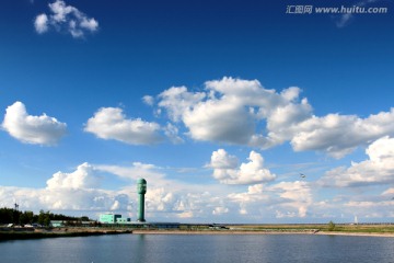 湿地 春天 芦苇 蓝天 白云