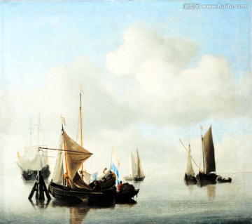 大海帆船风景油画
