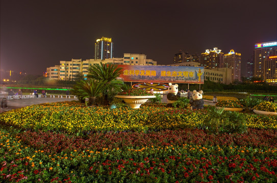 人民广场花卉图案 夜景