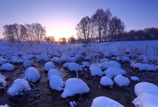 乌兰布统草原雪景