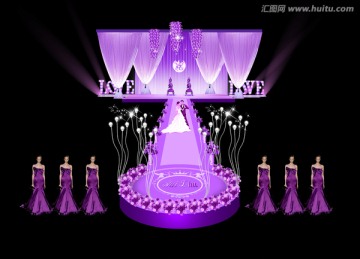 紫色主题婚礼效果图