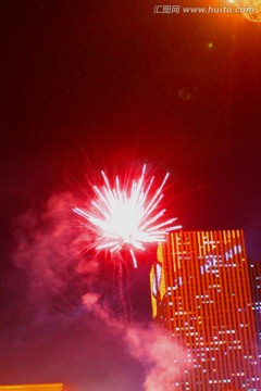 大庆 夜景 春节 礼花 节日