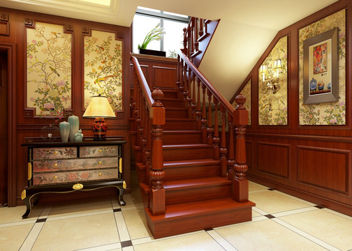 整木客厅 楼梯