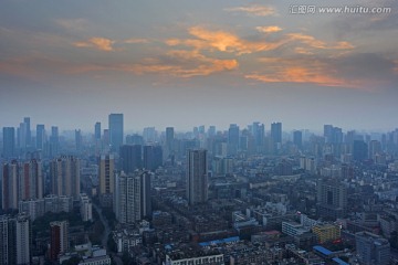 成都市中心鸟瞰全景