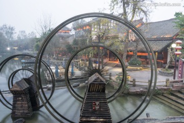 黄龙溪古镇的大水车