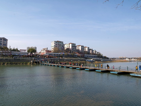 兰溪中洲公园浮桥全景