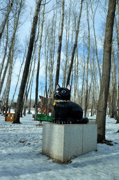 黑猫雕塑