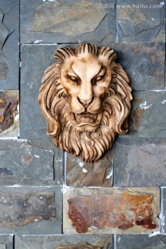 文化石 背景墙 狮子头 雕塑