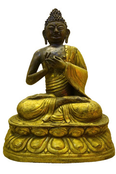 藏传佛教文物 清代释迦佛铜像