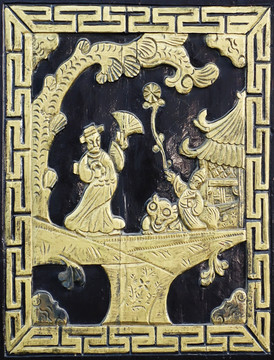 木雕饰件 古代书生人物形象