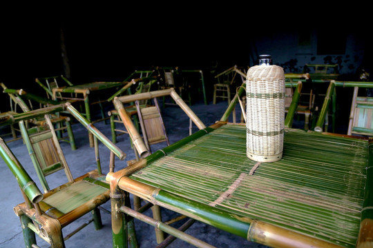 竹制品 竹椅 竹桌 竹壳水瓶