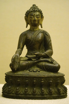 藏传佛教文物 清代宝生佛铜像