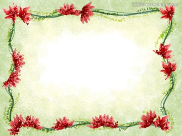 绿叶红花展板背景