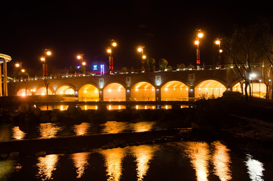 桥 夜景 西安曲江