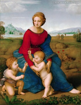 拉斐尔油画 圣母子（未分层）